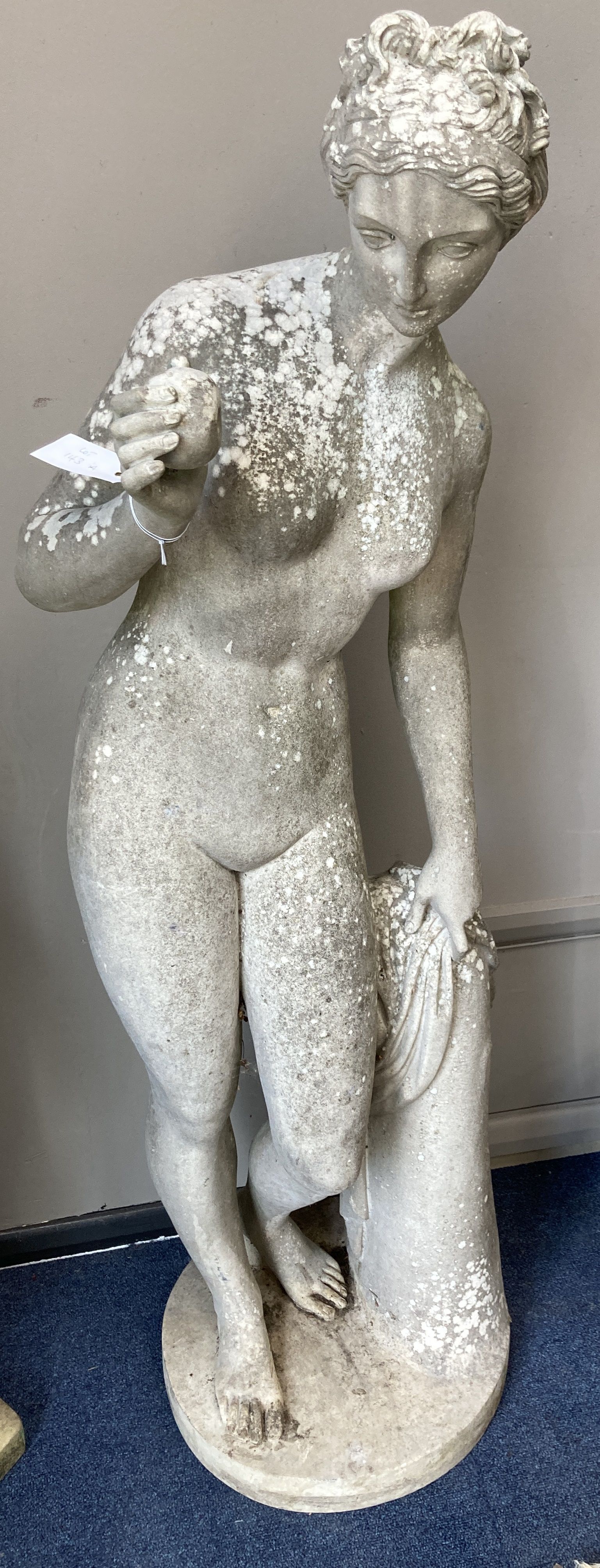 A cast stone garden ornament of Venus, height 118cm